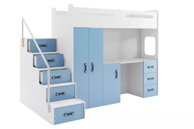 MAX 4 viengulė lova jaunimui 80x200 su stalu, mėlyna — изображение 4