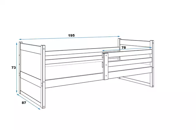 RICO viengulė jaunimo lova 80x190 su čiužiniu, pušis/žalia - Paveikslėlis 5