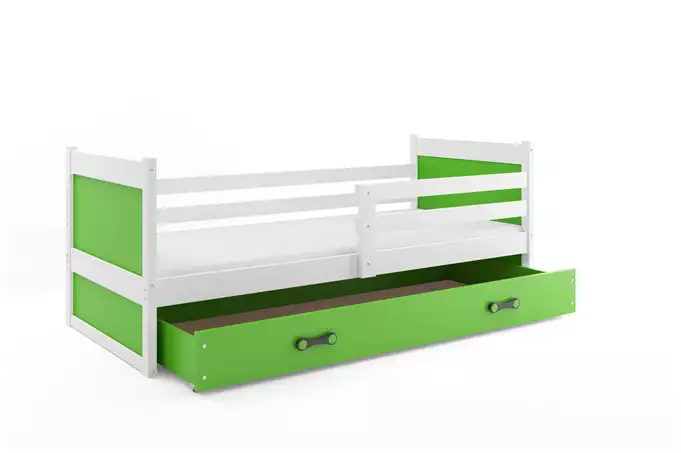 RICO viengulė jaunimo lova 80x190 su stalčiumi, balta/žalia - Paveikslėlis 4