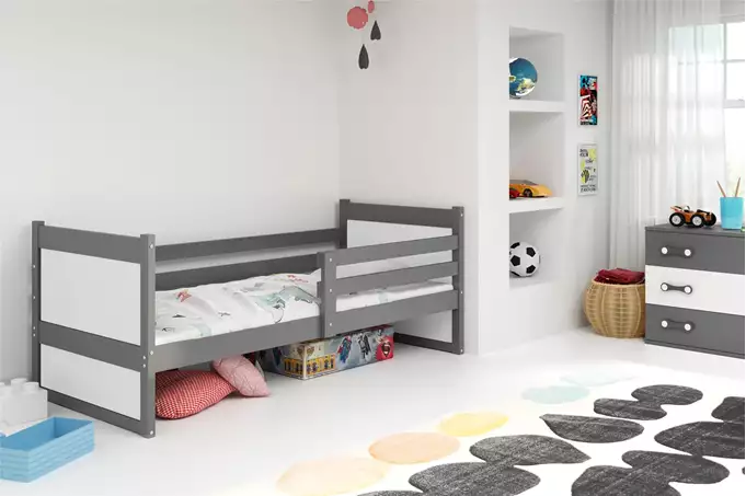 RICO viengulė jaunimo lova 90x190, grafito spalvos/balta - Paveikslėlis 4