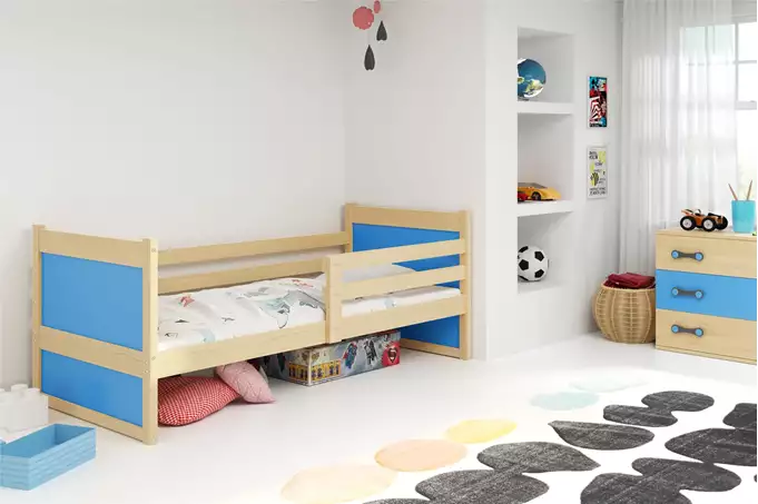 RICO viengulė jaunimo lova 90x190, pušis/mėlyna - Paveikslėlis 4