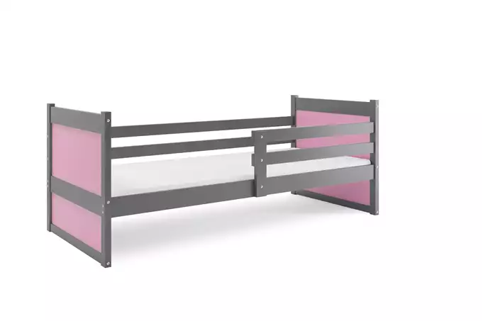 RICO viengulė jaunimo lova 90x190 su čiužiniu, grafito spalvos/rožinė - Paveikslėlis 3