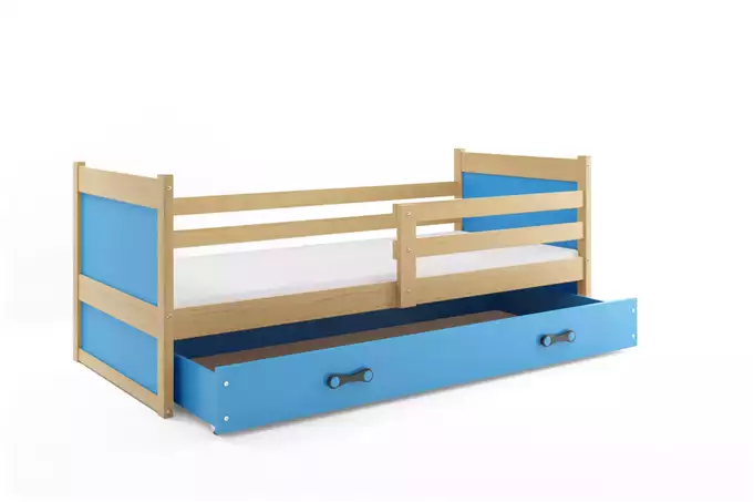 RICO viengulė jaunimo lova 90x190 su stalčiumi, pušis/mėlyna - Paveikslėlis 2