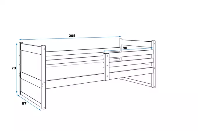 RICO viengulė jaunimo lova 90x200, grafito spalvos - Paveikslėlis 5