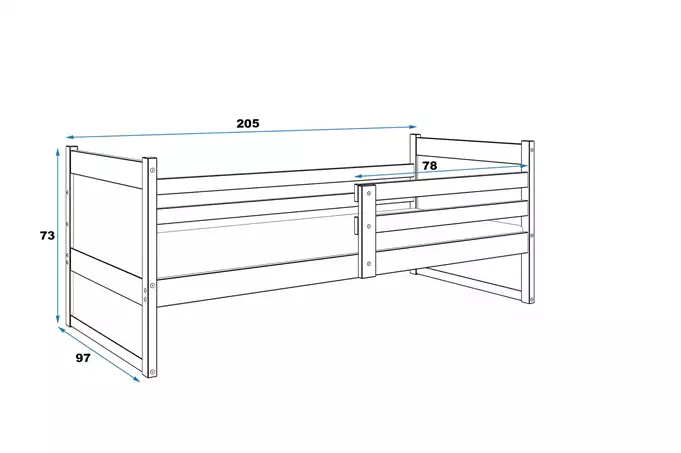 RICO viengulė lova jaunimui 90x200, pušis/grafitas - Paveikslėlis 5