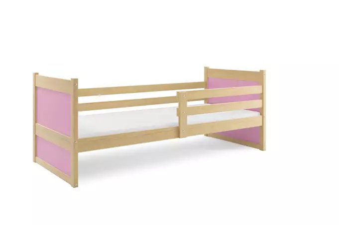 RICO viengulė jaunimo lova 90x200 su čiužiniu, pušis/rožinė - Paveikslėlis 3