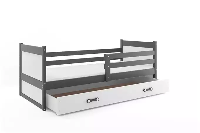 RICO viengulė jaunimo lova 90x200 su stalčiumi, grafito spalvos/balta - Paveikslėlis 4