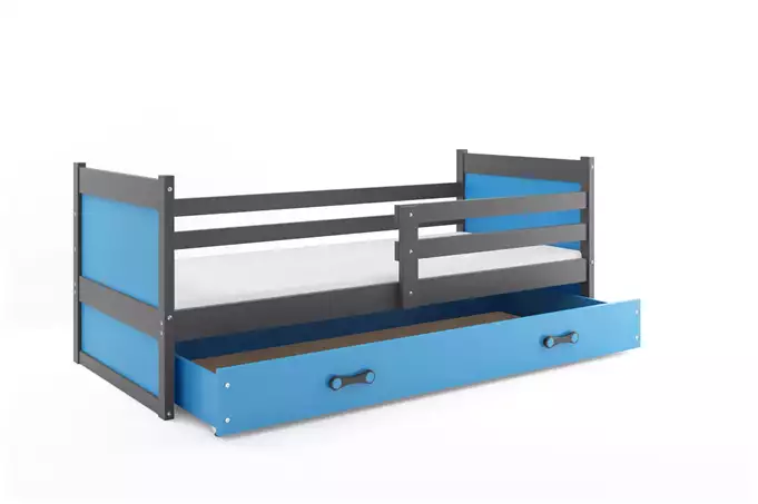 RICO viengulė jaunimo lova 90x200 su stalčiumi, grafito/mėlyna - Paveikslėlis 4