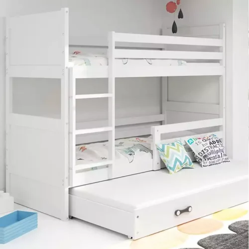 RICO 90X190 trijų asmenų jaunimo lova su stalčiumi, balta