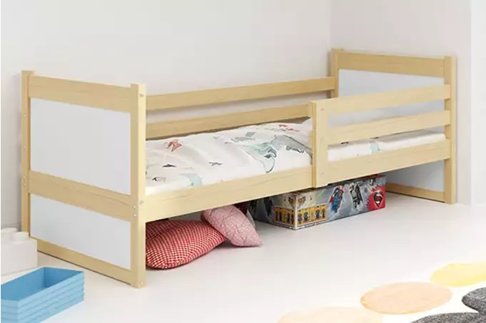 RICO viengulė jaunimo lova 90x200 su čiužiniu, pušis/balta