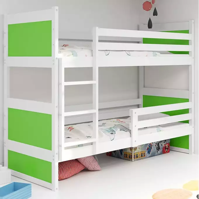RICO jaunimo dviaukštė lova 90x190, balta/žalia