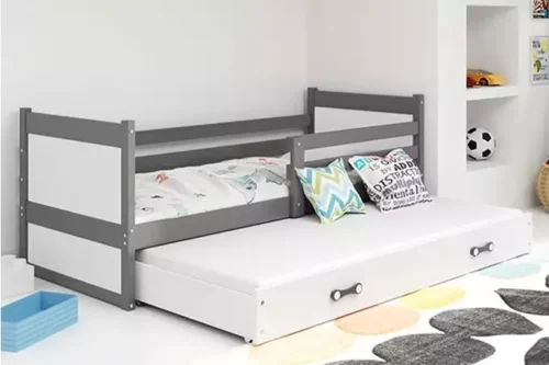 RICO 90×200 jaunimo išskleidžiama lova su stalčiumi, grafito/balta