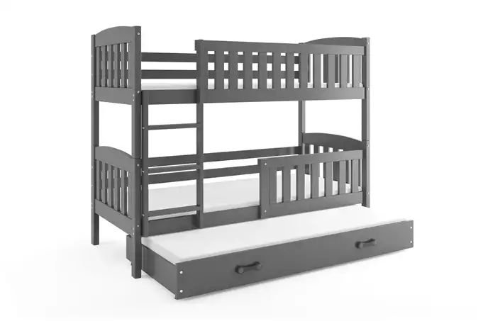 KUBUŚ 3 asmenų jaunimo lova 90X190 su čiužiniu ir stalčiumi, grafito spalvos - Paveikslėlis 4