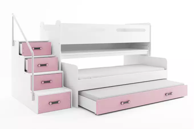 MAX 1 80X200 trijų asmenų jaunimo lova su stalu, rožinė - Paveikslėlis 3