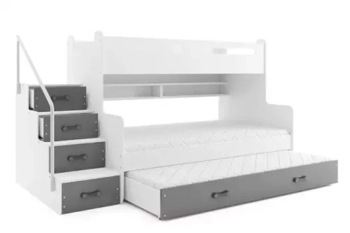 MAX 3 120X200 trijų asmenų jaunimo lova su stalčiumi, grafito spalvos