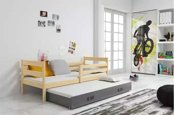 ERYK 80X190 jaunimo išskleidžiama lova su čiužiniu ir stalčiumi, pušis/grafitas - Paveikslėlis 5