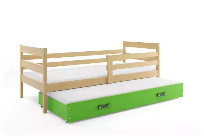 ERYK 90x200 jaunimo išskleidžiama lova su stalčiumi, pušis/žalia - Paveikslėlis 4