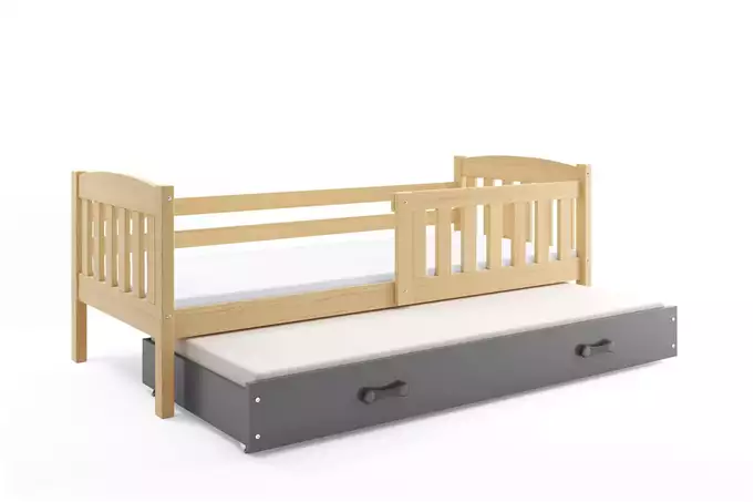 KUBUŚ jaunimo išskleidžiama lova 80x190 su čiužiniu ir stalčiumi, pušis/grafitas - Paveikslėlis 2