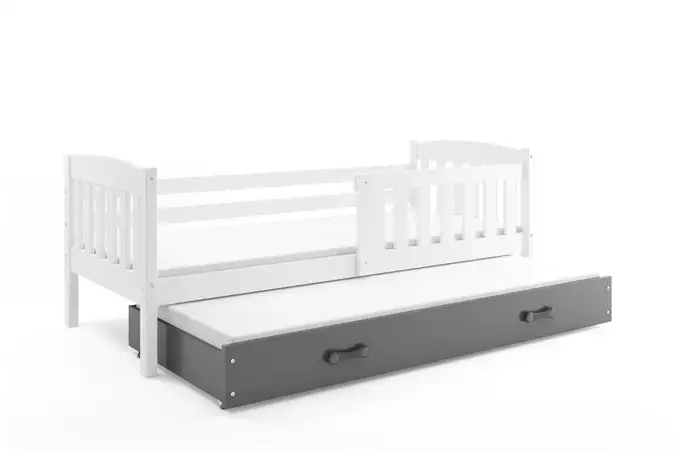 KUBUŚ jaunimo išskleidžiama lova 90x200 su stalčiumi, balta/grafito spalvos - Paveikslėlis 4