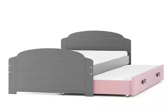 LILI 90X200 jaunimo išskleidžiama lova su stalčiumi, grafito/rožinė