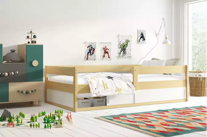 HUGO viengulė vaikiška lova 80x160 su daiktadėže, pušis