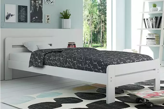 DALLAS miegamojo lova 120x200 su čiužiniu, balta