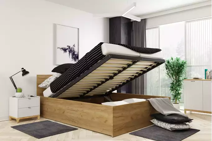 PANAMAX 160X200 miegamojo lova su daiktadėže, kraft