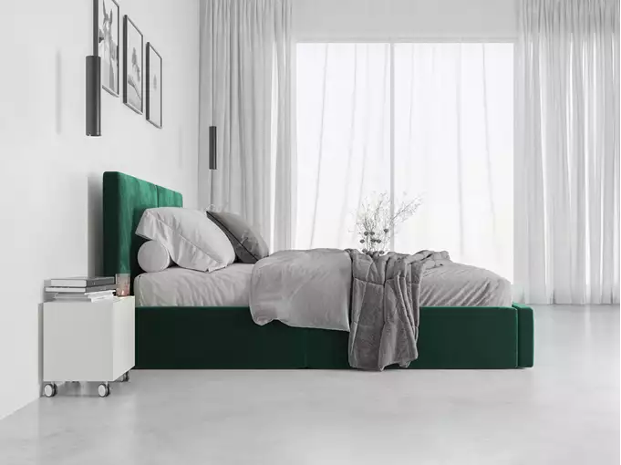HILTON 140X200 minkšta miegamojo lova su daiktadėže, žalia - Paveikslėlis 4