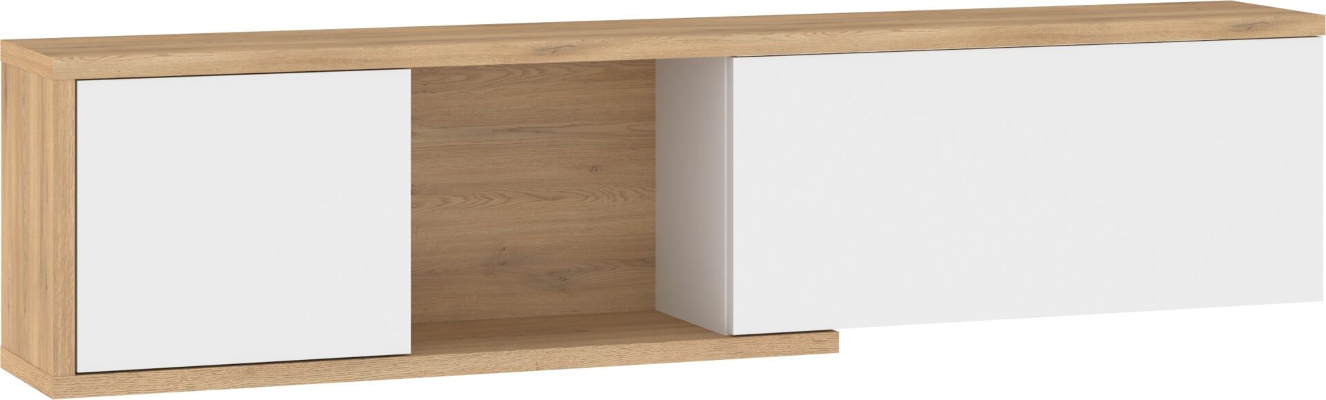 BRITA 25 baldų lentyna pakabinama spintelė svetainei, kremonos ąžuolas, baltas blizgus