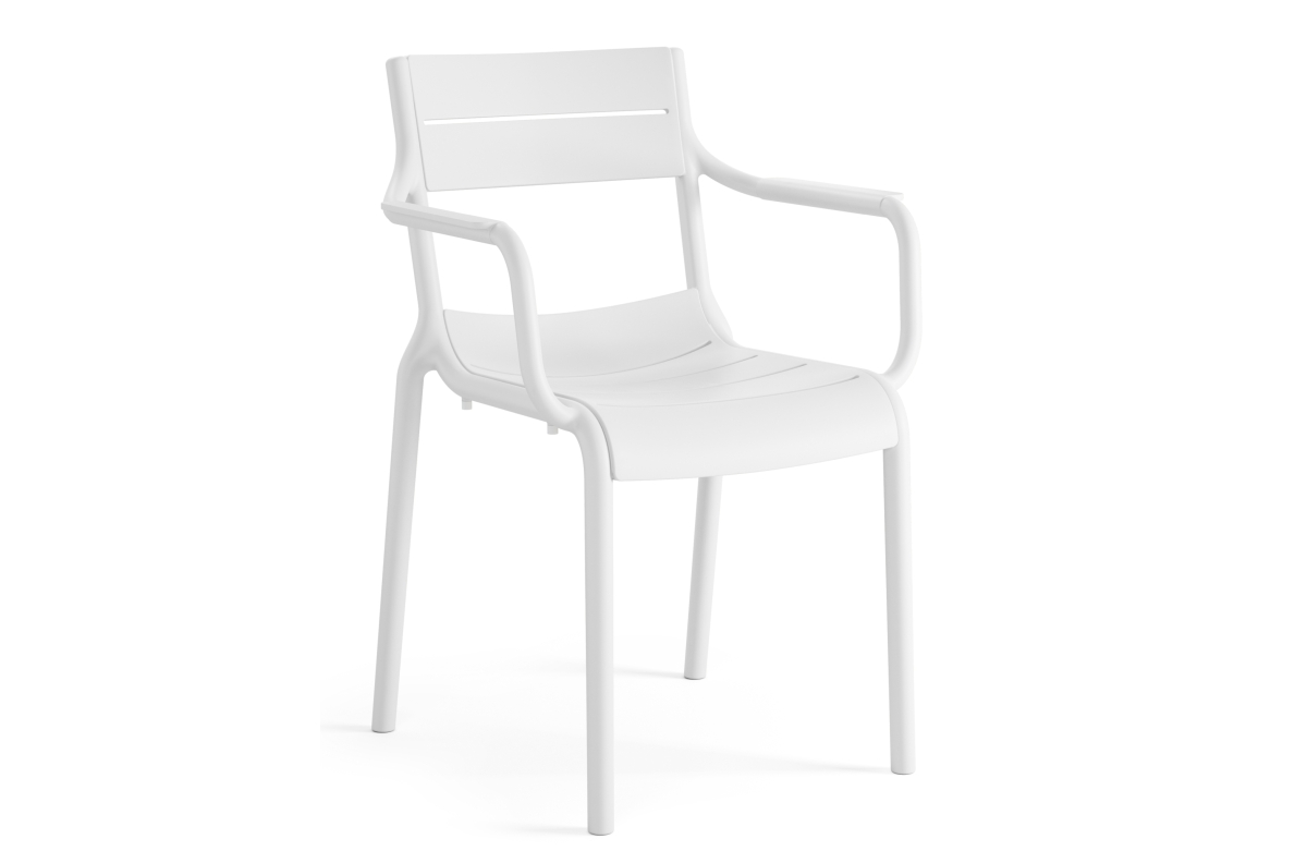 LUSSO balta - MODERNI PLASTIKINĖ SODO KĖDĖ (virtuvėje, kavinėje, sode) [SUDEDAMA VIENĄ KARTĄ]