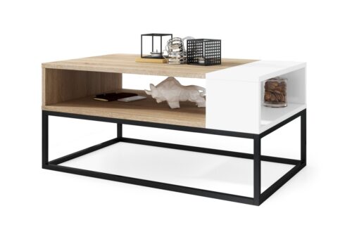 LYNX Sonoma ąžuolo/matinės baltos spalvos – MODERNUS LOFT KAVOS STALIUKAS