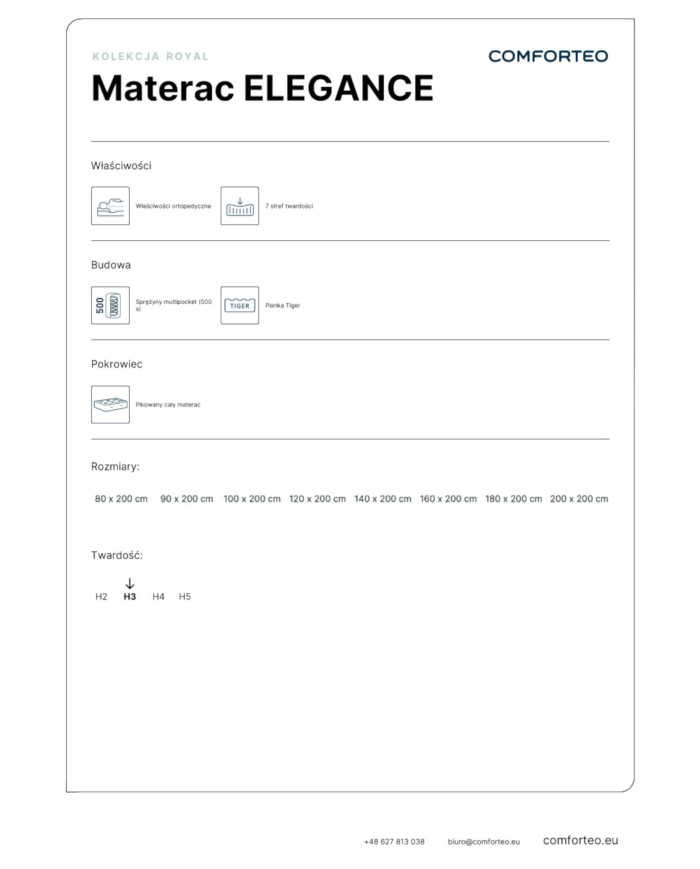 Čiužinys „Elegance“, 140x200 cm, dvipusis, su daugiakišenėmis spyruoklėmis, aukštos spyruoklės, „Tiger foam“, H3, „Comforteo“ - Paveikslėlis 7