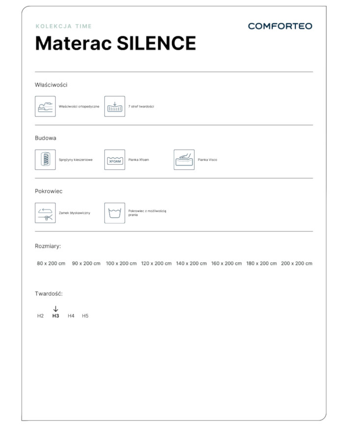 Čiužinys „Silence“, 120 x 200 cm, dvipusis, kišeninės spyruoklės, „Visco“ ir „Xfoam“, H3, „Comforteo“ - Paveikslėlis 7