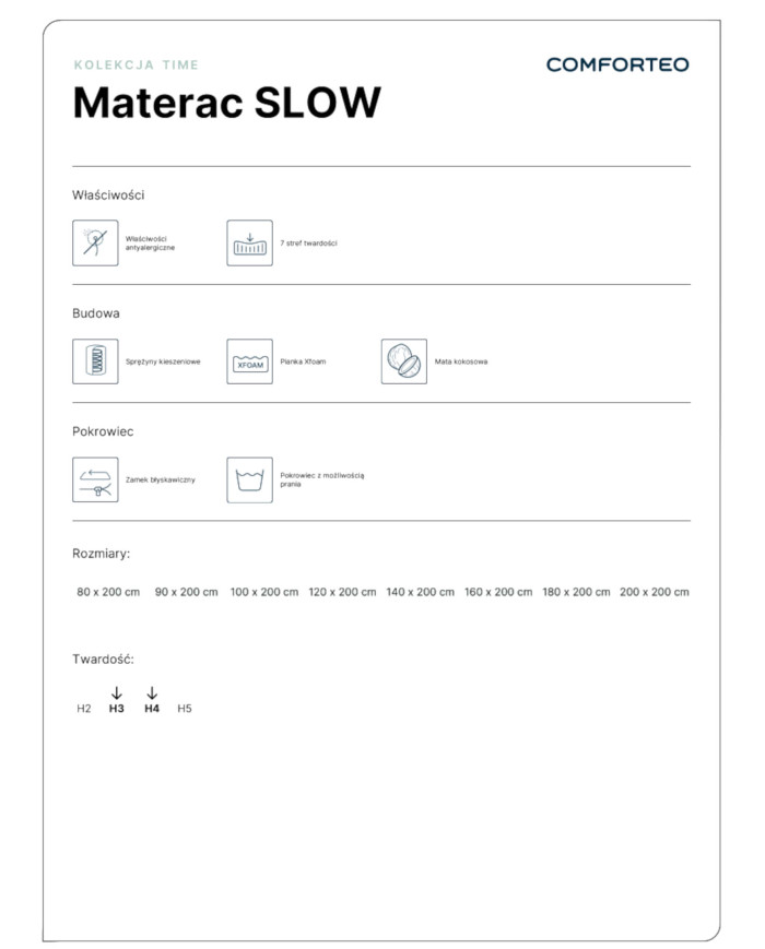 Lėtas čiužinys, 160x200 cm, dvipusis, kišeninės spyruoklės, kokoso pluoštas, „Xfoam“, H3/H4, „Comforteo“ — изображение 7