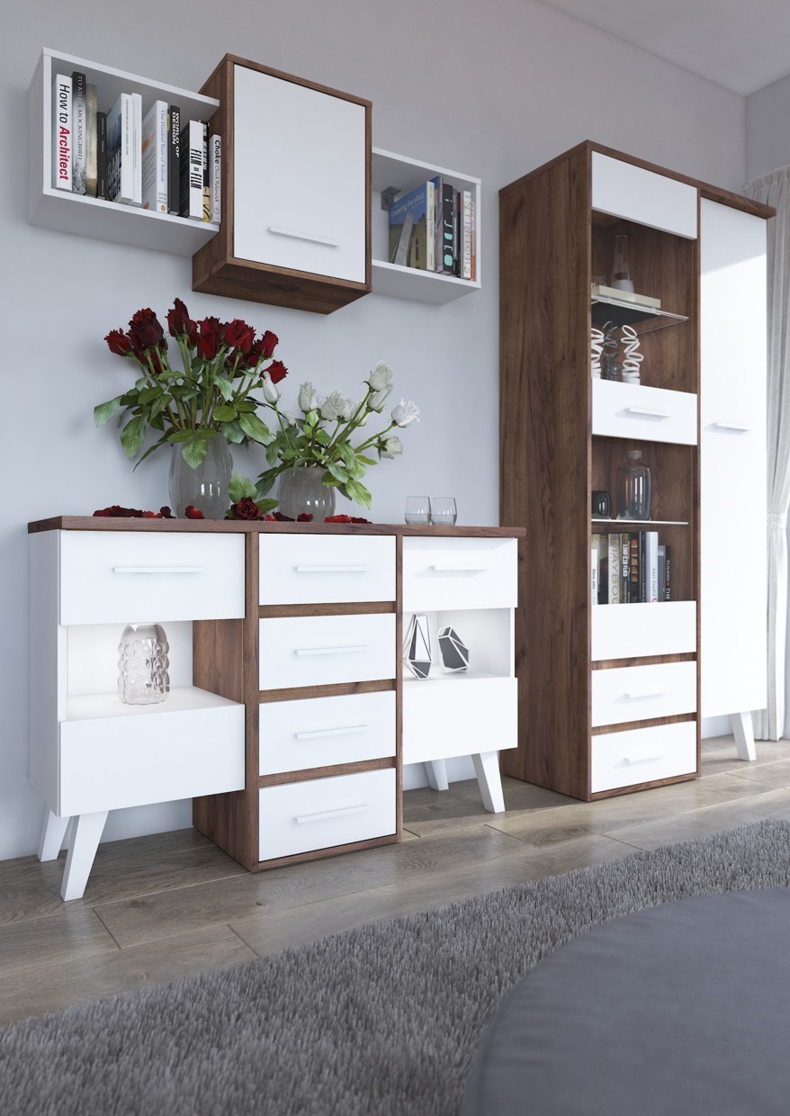 NORSID baldai #7 svetainės komplektas su sienine spintele