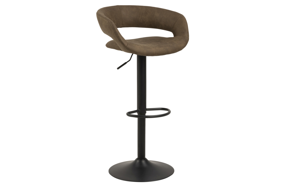 MIA ruda (Preston 22 audinys) / juoda koja - Apmuštas besisukantis baro krėslas virtuvei, svetainei, restoranui