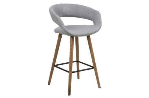 MIA šviesiai pilka (audinys „Corsica 40“) / ąžuolo juodo rėmo – APMUŠTAS BARO KĖDĖ VIRTUVEI, SVETAINEI, RESTORANUI