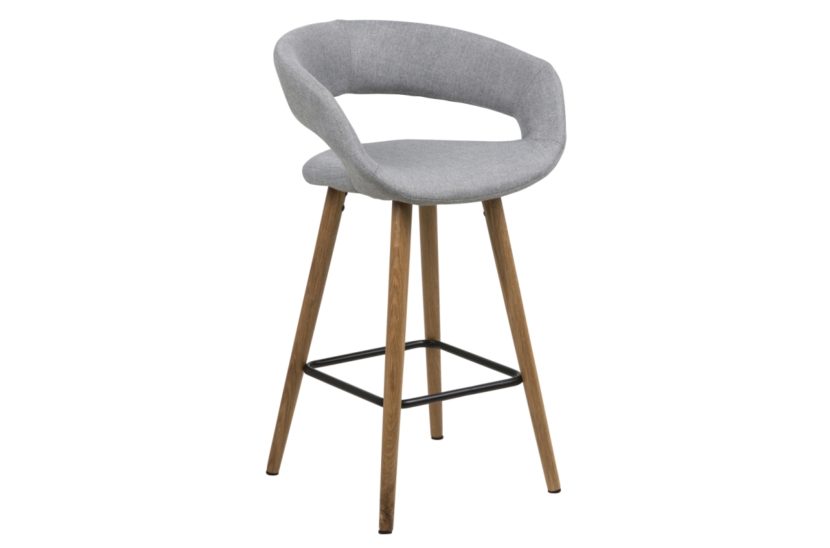 MIA šviesiai pilka (audinys „Corsica 40“) / ąžuolo juodo rėmo - APMUŠTAS BARO KĖDĖ VIRTUVEI, SVETAINEI, RESTORANUI