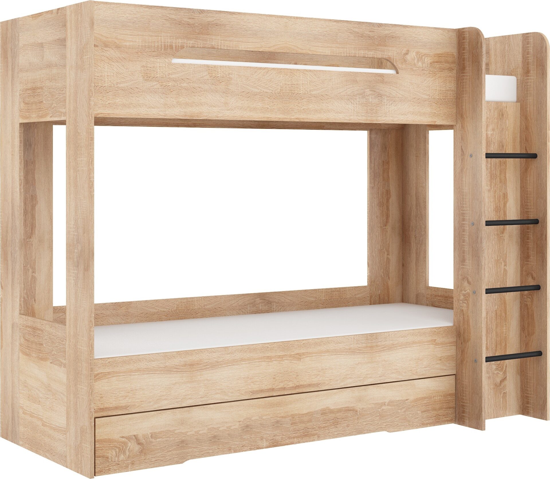 Dviaukštė lova vaikams arba jaunimui, 80x200, ąžuolo spalvos, BLIN, sonoma
