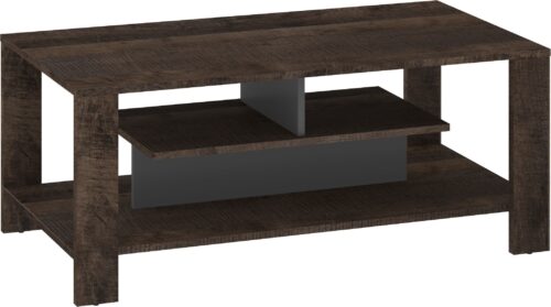 DELIS 06 kavos staliukas su lentyna svetainei, Grange ąžuolo grafito spalvos