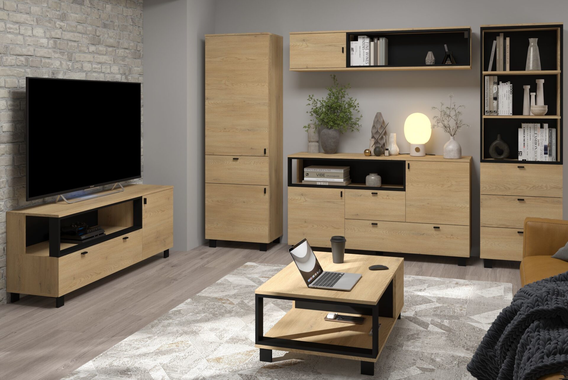 GAVES baldai #8 kambariai TV spintelė, knygų lentyna, komoda, pakabinama lentyna, kavos staliukas