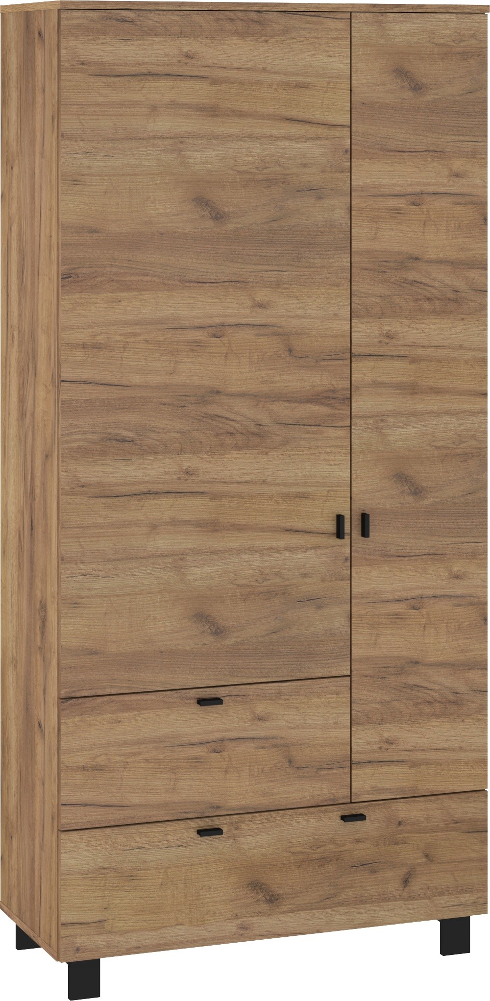 GAVES 14 baldų spinta su strypu ir lentynomis prieškambariui, ąžuolo spalvos, aukso ir juodos spalvos