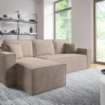 Išskleidžiama kampinė sofa su L formos rankena