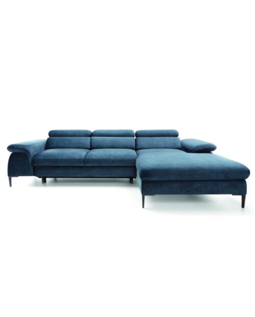 „Blues M“ kampinė sofa, miegojimo funkcija, konteineris, reguliuojamos galvos atramos Gr1