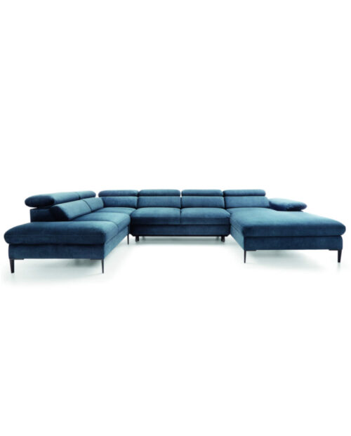 „Blues U2“ kampinė sofa, miegojimo funkcija, konteineris, reguliuojamos galvos atramos Gr1