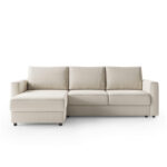 Delanto atvira kampinė sofa, itališka miegojimo funkcija, konteineris