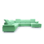 Korfu 4 kampinė sofa, miegojimo funkcija, konteineris, reguliuojamos galvos atramos ir porankiai Gr1