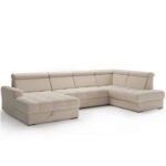 Riva U formos kampinė sofa, miegojimo funkcija, konteineriai, reguliuojamos galvos atramos Gr5