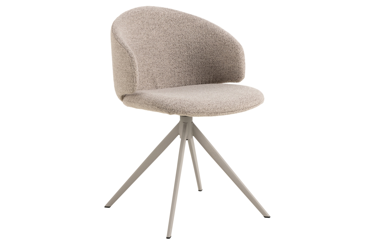 NELA Latte Beige (Monza 60 audinys) / smėlio spalvos kojelės - MODERNI SUKAMA KĖDĖ, APMUŠTA BUKLE APMUŠTU, BOHO VIRTUVEI / SVETAINEI