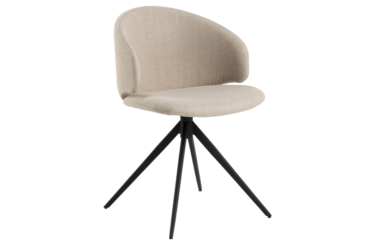 NELA smėlio spalvos (Basel 24 audinys) / juodos kojelės - MODERNI SUKAMA KĖDĖ, APMUŠTA PYNIMO SIŪLAIS, VIRTUVEI, SVETAINEI, BOHO STILIAUS